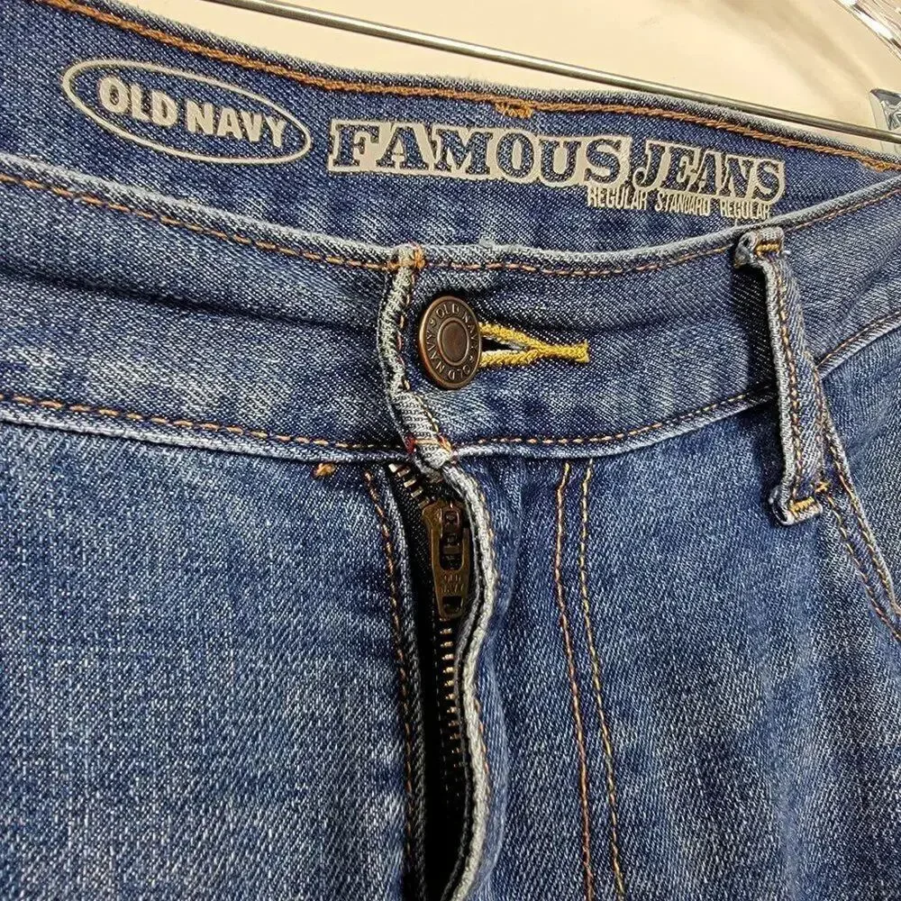 Old Navy Famous Jeans Mens Size 36x34 Straight Leg Blue Medium Wash Denim